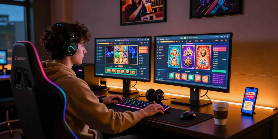 Engaging scene of a gamer at credit card casinos not on gamstop with vibrant online casino interface and stylish environment.
