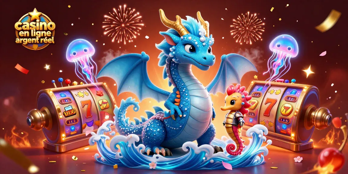 Jouez dans un casino en ligne argent réel avec un dragon majestueux et des éléments de jackpot captivants.