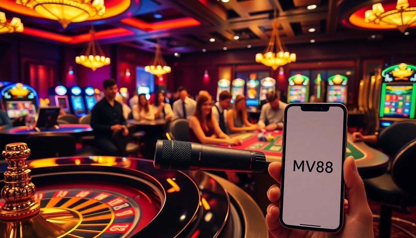 Players enjoying a thrilling casino experience while using MV88 microphone for enhanced audio.