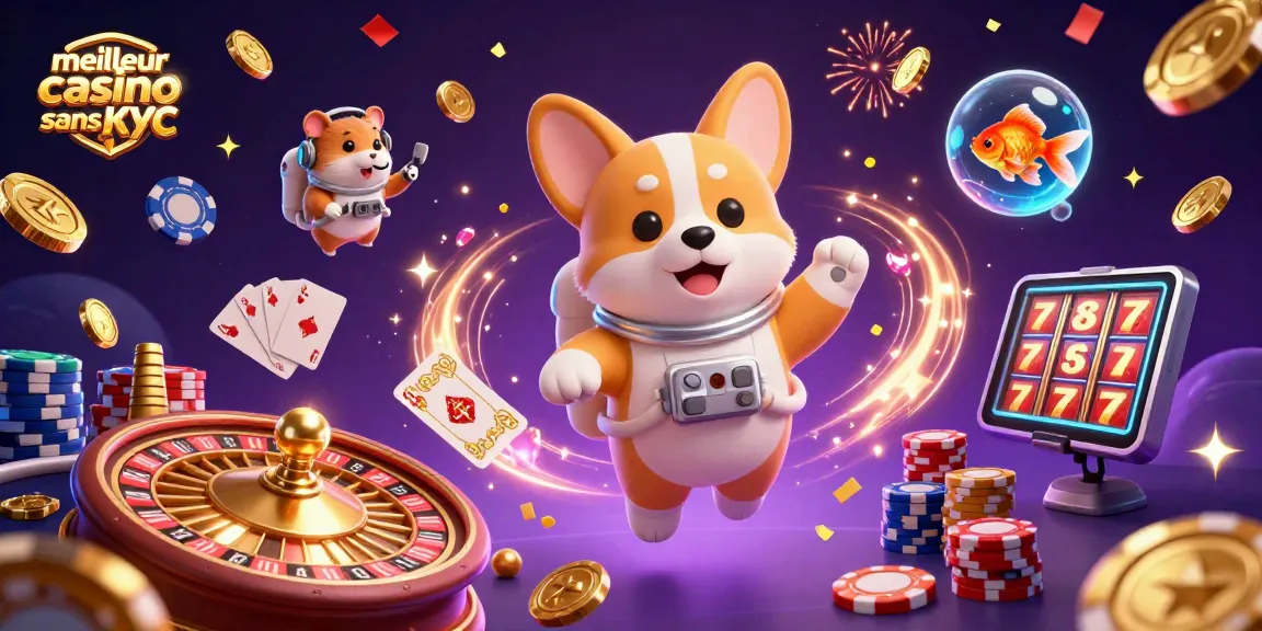Retrouvez le meilleur casino sans KYC avec une illustration d'une scène de casino dynamique.