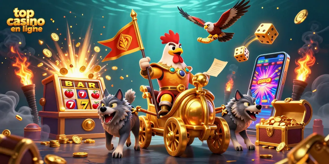 Scénario captivant d'un top casino en ligne avec un coq guerrier et un jackpot explosif