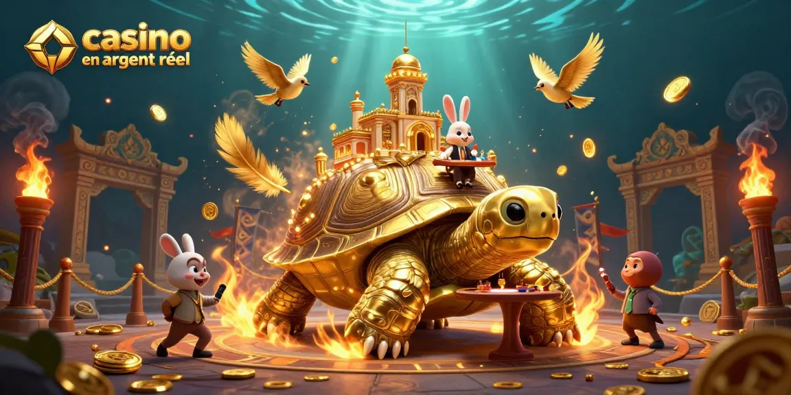 Gagnez au casino en ligne argent réel avec une tortue géante dorée et des jeux captivants.