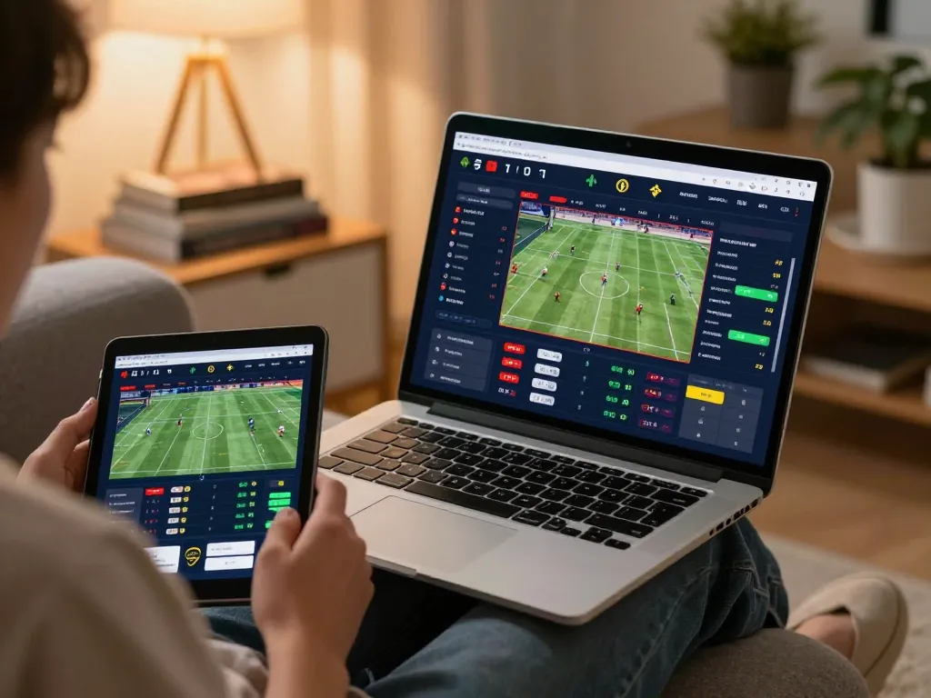 Player placing bets on fabet's live sports platform from the comfort of home