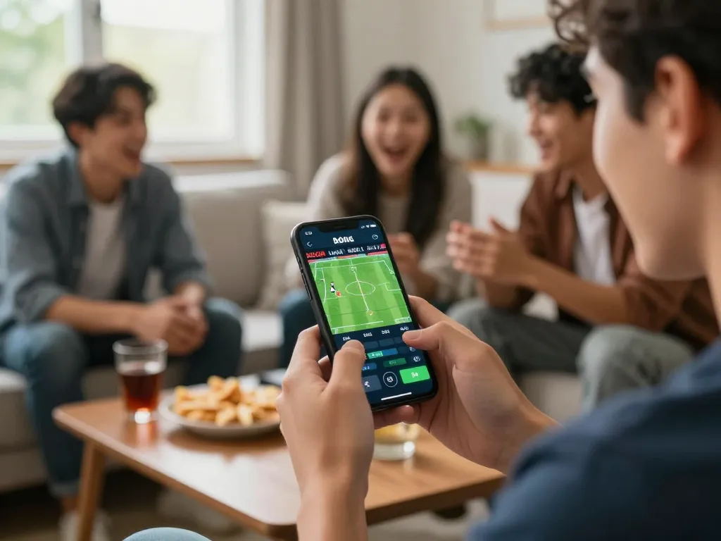 Bóng đá lu sports betting app in action on a smartphone, capturing live match excitement.