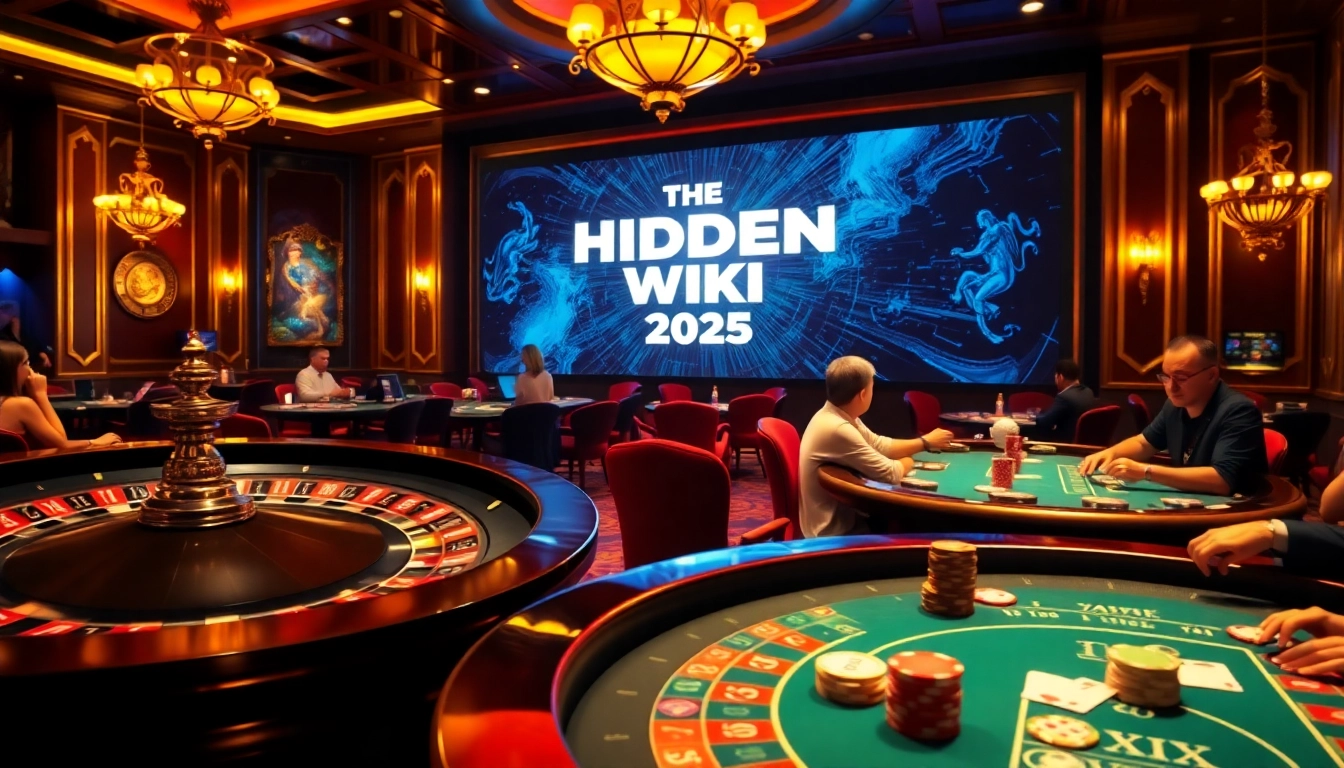 Players strategizing at a poker table in a luxurious casino setting, inspired by The Hidden Wiki.
