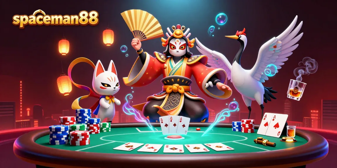 Experience the thrilling gameplay of spaceman88 with vibrant characters and poker elements.