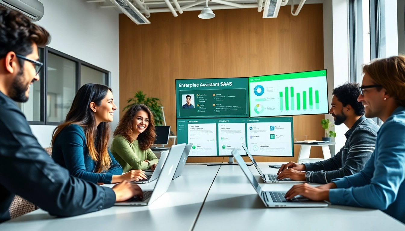 Engage with enterprise assistant saas software in a vibrant, collaborative workspace setting.