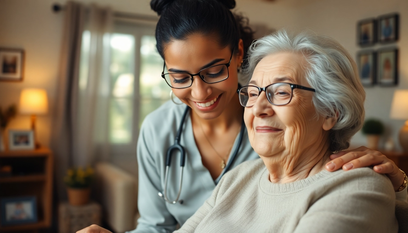 A compassionate caregiver supports a senior in their home, embodying austin senior home care dedication.