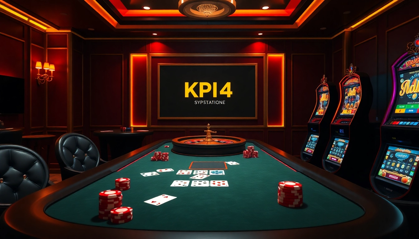 Experience the thrill of KPI4D poker at an upscale casino table with vibrant chips and cards.