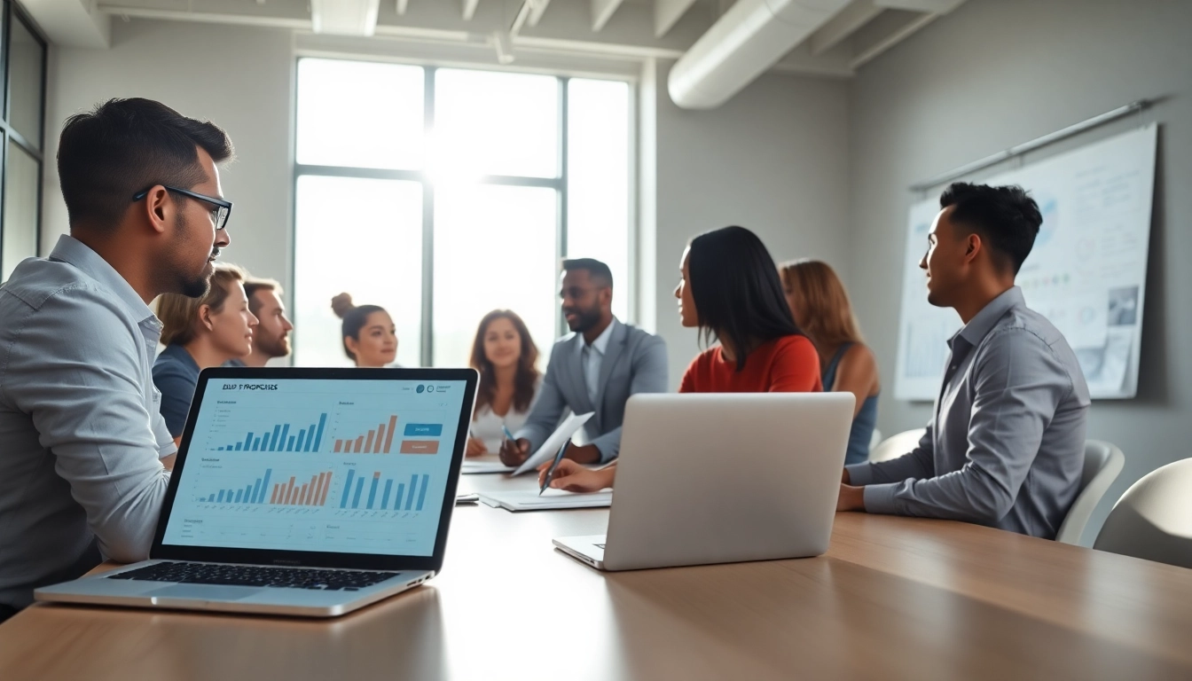 Engage in Bid-No-Bid Analysis discussion with a professional team in a modern office.