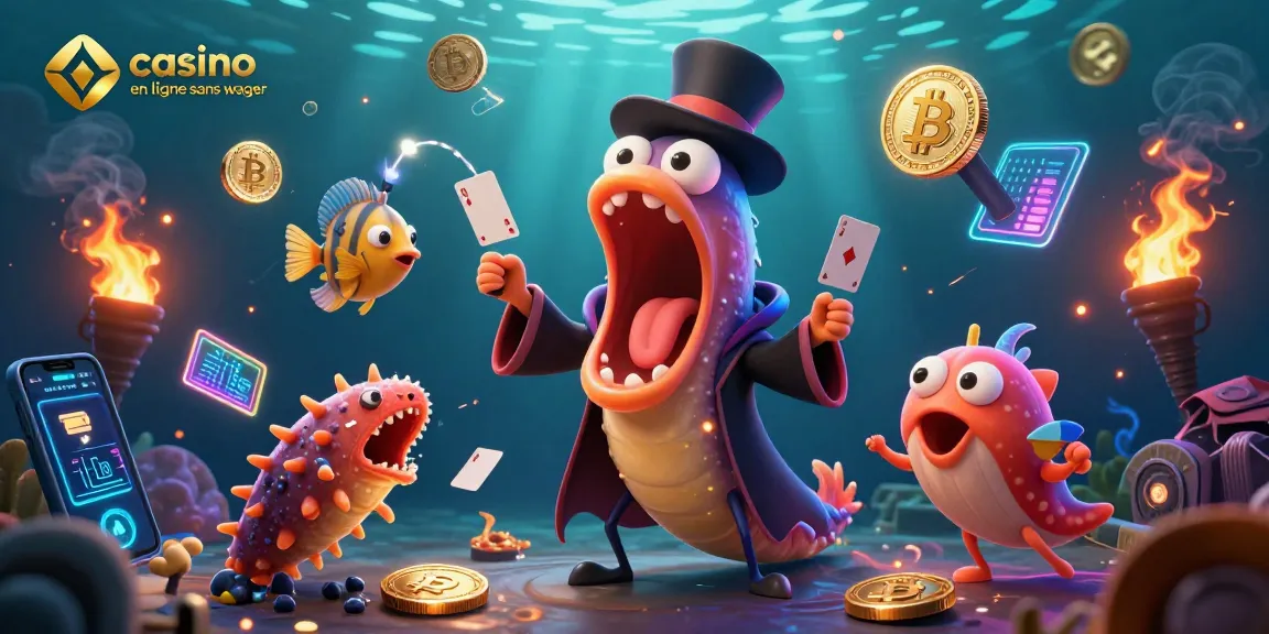 Un monde féerique de casino en ligne sans wager, où des créatures marines enchantent avec des jeux de cartes magiques.