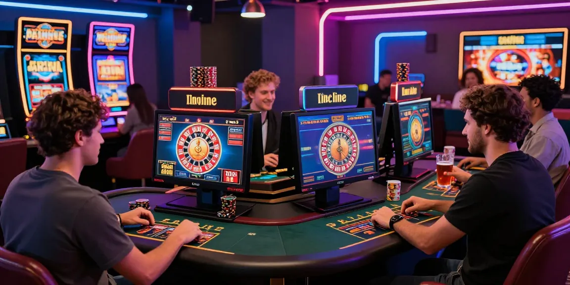A lively online casino scene from https://ieee.org.uk with players enjoying various games, highlighting the vibrant gaming atmosphere and modern technology.