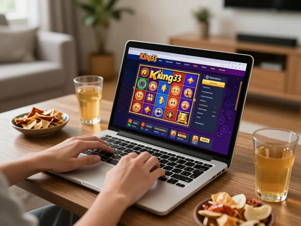 Experience dynamic online gaming at king33 with an inviting home setup and vibrant slot options
