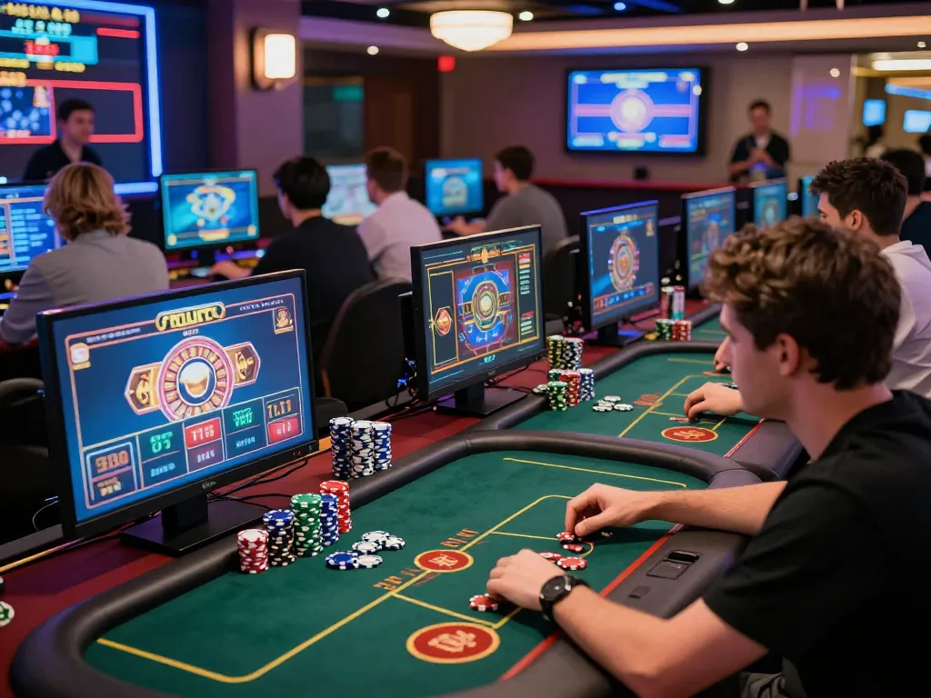 TIN TỨC hubet88 online gambling excitement with players enjoying thrilling virtual casino experience.