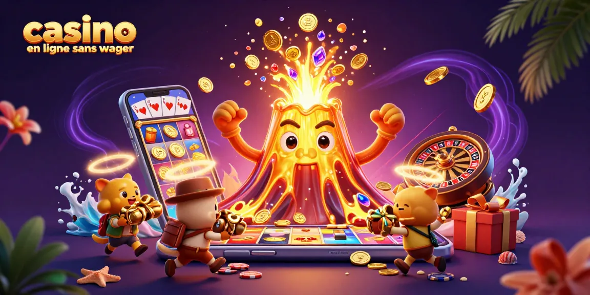 Jouer à des jeux de casino en ligne sans wager avec des trésors éclatants et un volcan en or.