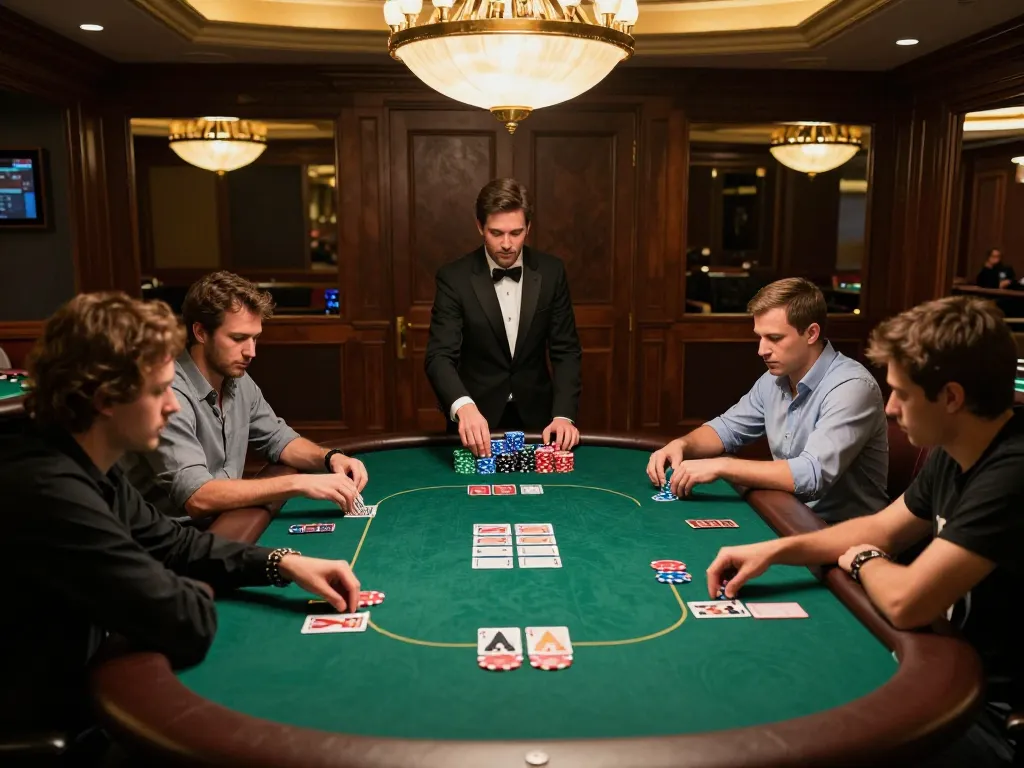 Players strategizing their bets at a high-stakes poker table in xx88 casino.