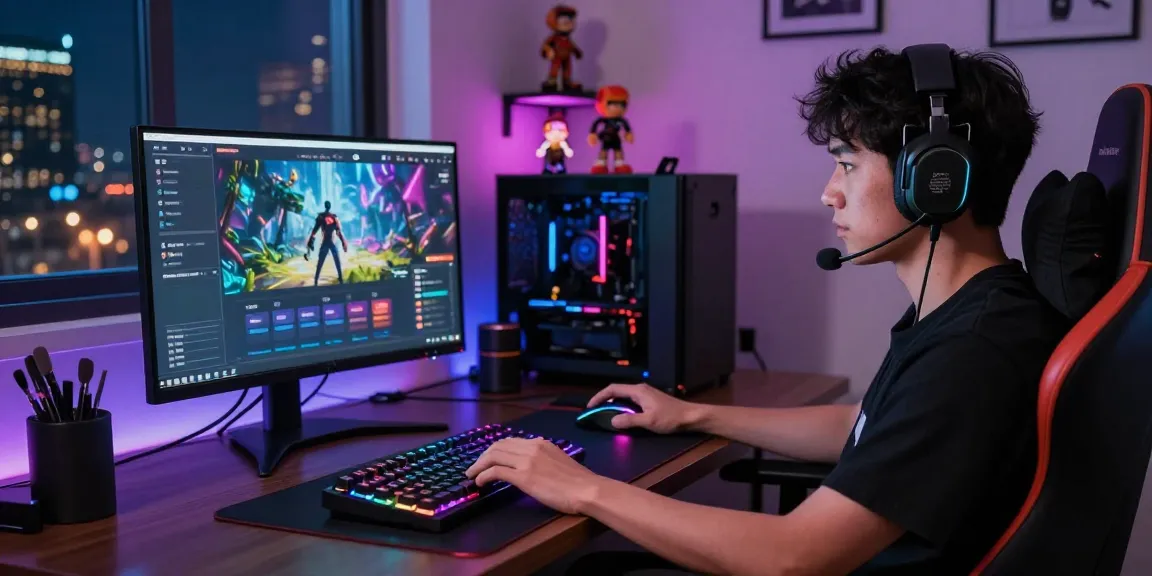 User engaged in rokok88 login on a sleek gaming laptop, vibrant LED lights enhancing the gaming atmosphere.
