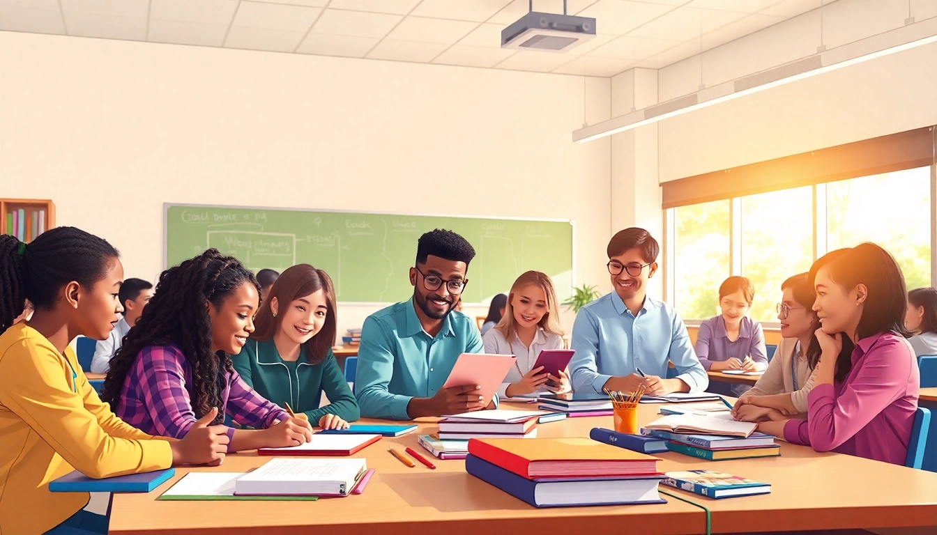 Engaging classroom scene promoting Education through interactive learning and collaboration.