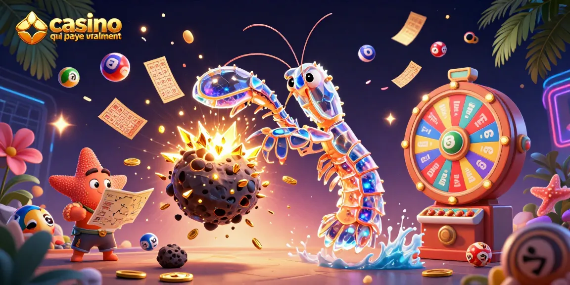Casino en ligne qui paye vraiment : image vibrante de loteries et gains avec des personnages fantastiques.