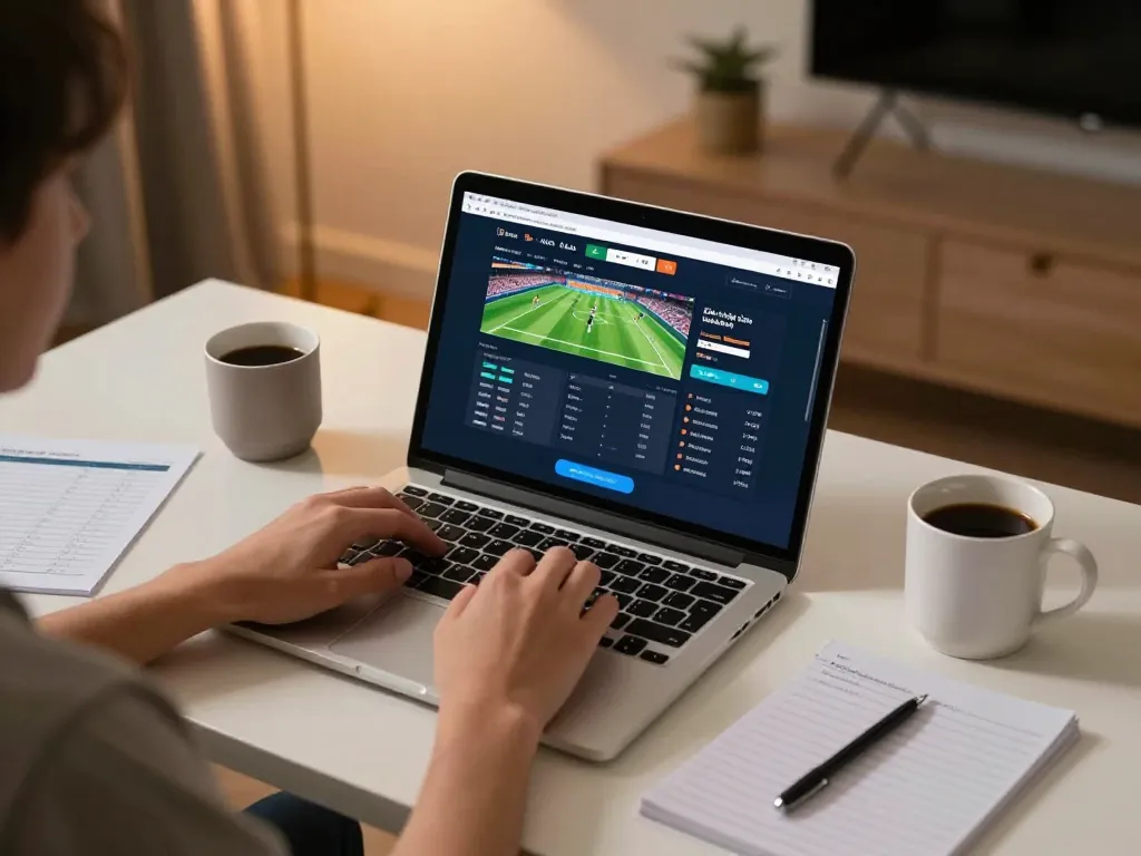 Kèo nhà cái displayed on screen as a player engages in football betting at home