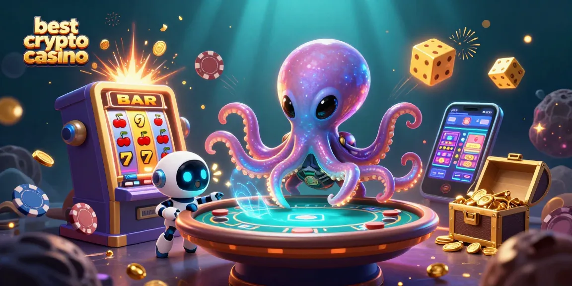 Jouez au best crypto casino avec cette illustration d'un octopus alien au poker.