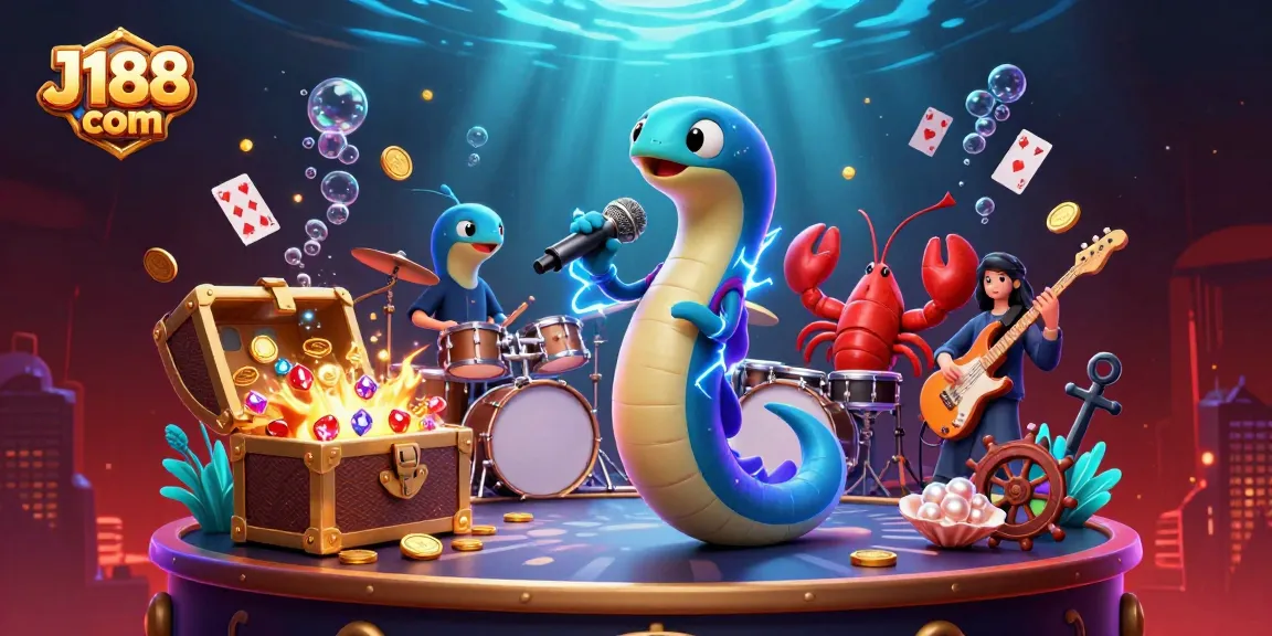 Experience thrilling gaming action at J188 com with vibrant underwater casino illustration.