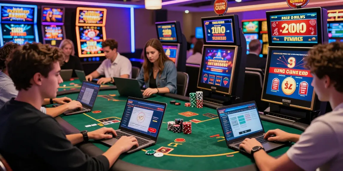 Exciting players engaging with non UK casinos online, showcasing vibrant gaming atmosphere and user-friendly interface.