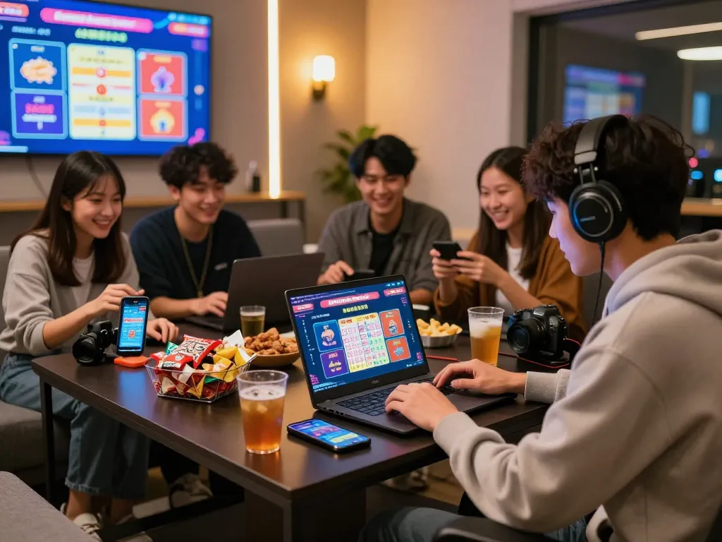 Dynamic gaming environment highlighting players enjoying bantaitogel online lottery, showcasing excitement and community.