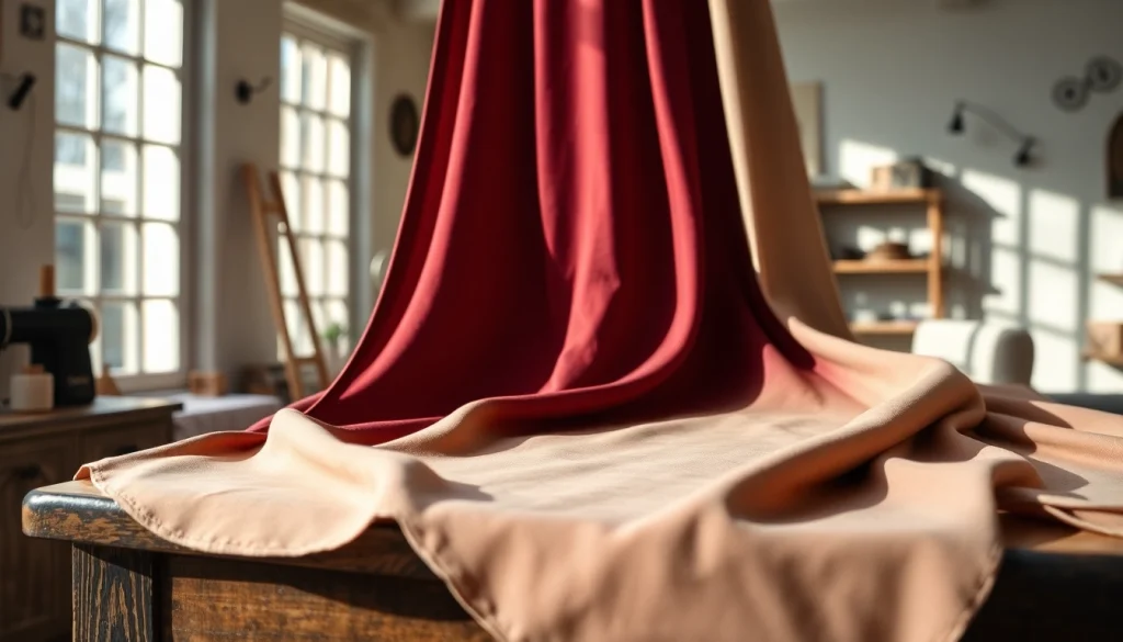 Punta di Roma stof, elegant gedrapeerd over een tafel, met warme kleuren en uitnodigende textuur.