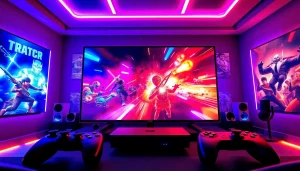 View of a vibrant gaming setup featuring the TV88 display, showcasing modern gaming aesthetics.