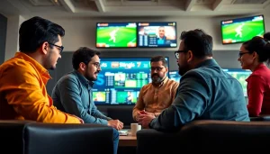 Engaged users strategizing on sports betting sites India with multiple digital displays.