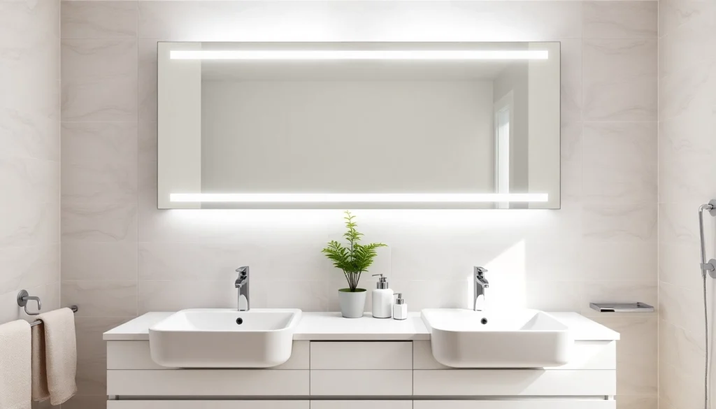 Erlebe den eleganten spiegelschrank led mit integrierter Beleuchtung im modernen Badezimmer.