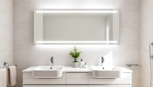 Erlebe den eleganten spiegelschrank led mit integrierter Beleuchtung im modernen Badezimmer.