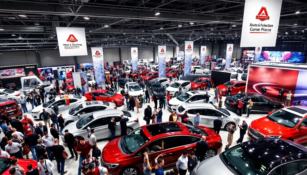 Engaged attendees at the Auto Cars Show explore stunning vehicles on display.