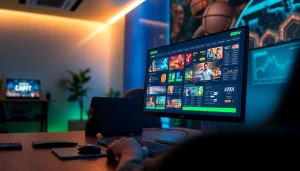 Experience the thrill of 888new with an engaging online gambling setup showcasing casino games and sports betting.