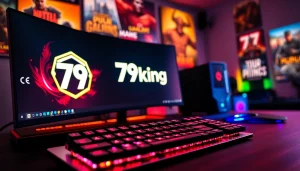 Engage with 79king through a vibrant gaming setup showcasing advanced technology and dynamic lighting.