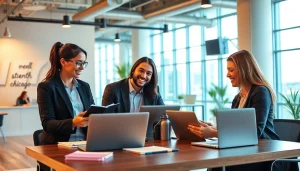 Engaged professionals collaborating for free job post chicago opportunities in a vibrant office.