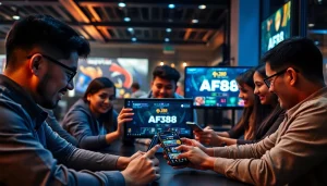 Players engaging with the AF88 online betting platform in a vibrant setting.