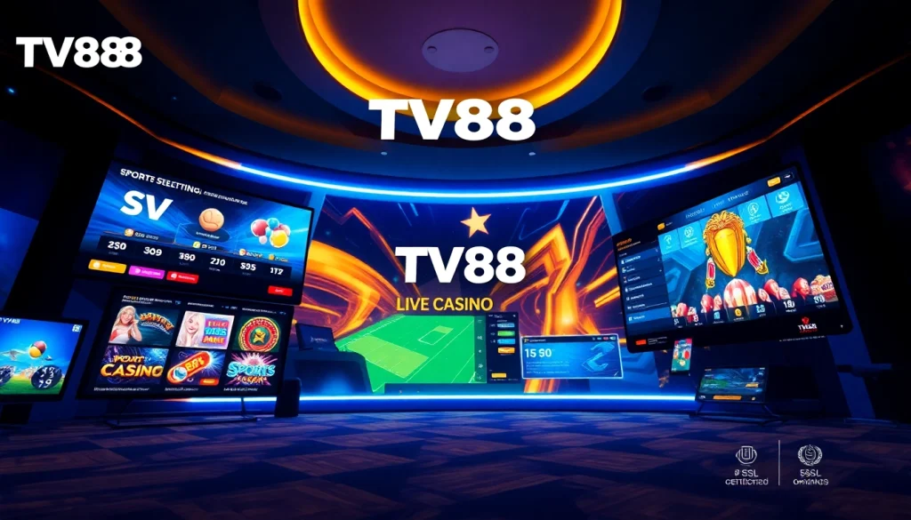 TV88 gaming platform interface showcasing interactive online betting and casino games safely.