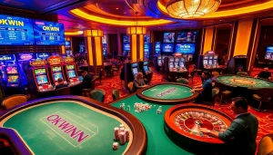 Experience the excitement of okwin liên minh with vibrant casino elements showcasing engaging gameplay.