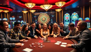 Engaging scene of players at a poker table, capturing the excitement of 789win com gambling.