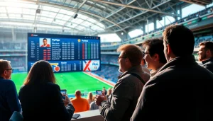 Engaging bettors excitedly reviewing sports betting sites Canada highlights on a vibrant screen.