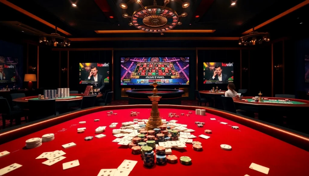 Kuwin's live casino experience with vibrant tables and engaging gameplay in action.