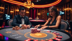 Experience impressive gambling action at a luxurious casino highlighting 7m betting odds.