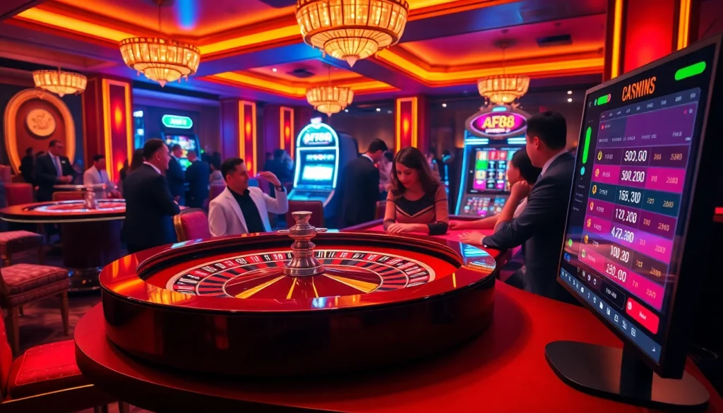 Players enjoying a thrilling game at the AF88 roulette table in a luxurious casino setting.