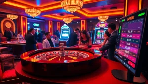 Players enjoying a thrilling game at the AF88 roulette table in a luxurious casino setting.