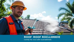 Expert roof cleaning service in Kissimmee, FL, showcasing professional soft washing techniques.
