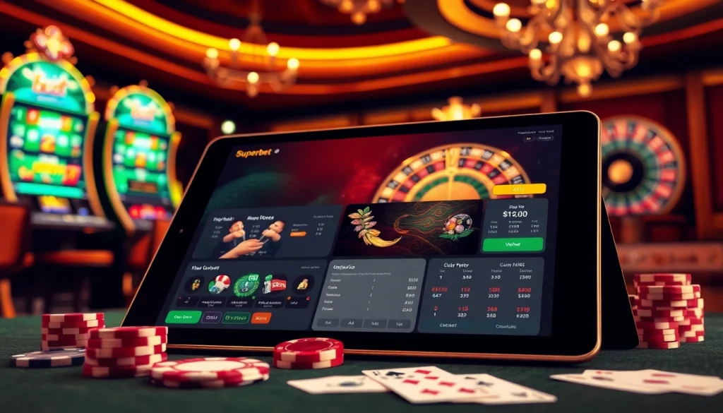 Exciting Superbet Login scene showcasing vibrant casino elements and gaming atmosphere.