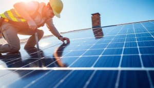 Expert Solar Panel Installation Nottingham by a technician on a residential roof.