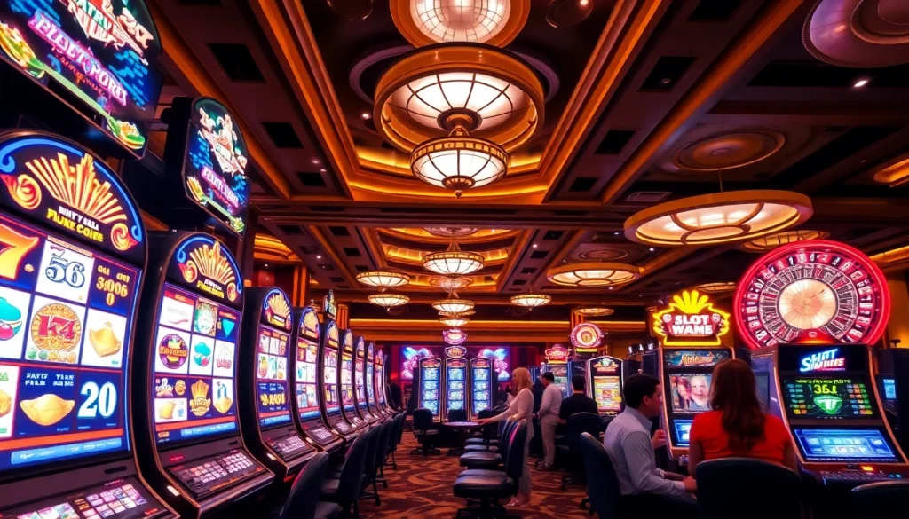 SLOTS899.COM offers a thrilling casino experience with vibrant slot machines and engaged players.